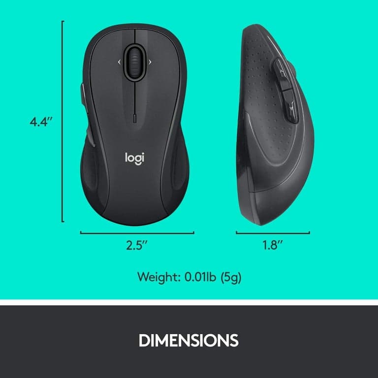Mouse Inalámbrico Logitech M510, 2.4 GHz con Receptor Unifying USB, Seguimiento Láser de 1000 DPI, 7 Botones, 24 Meses de Duración de Batería, PC/Mac/Laptop - Grafito - imagen 6