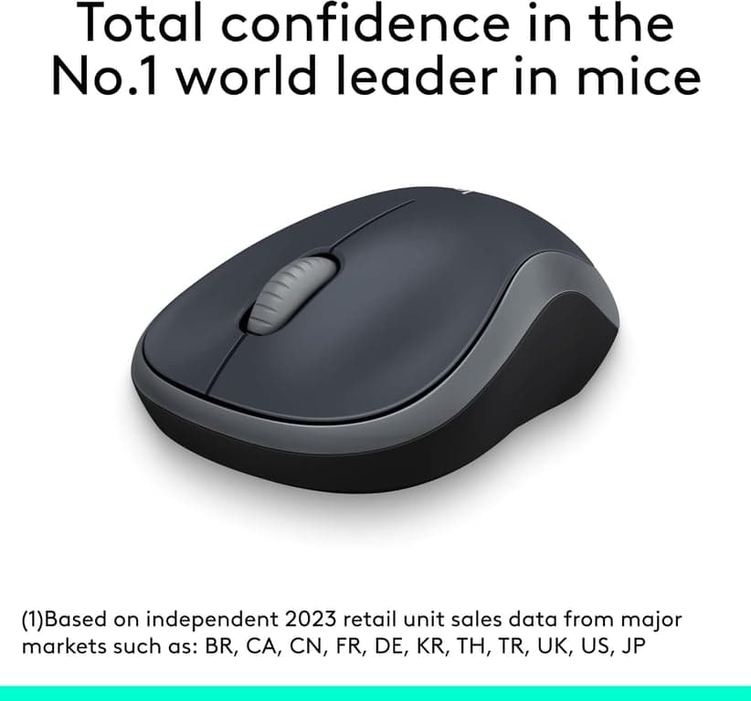 Mouse1 Inalámbrico Logitech M185, 2.4GHz con Mini Receptor USB, 12 Meses de Duración de Batería, Seguimiento Óptico de 1000 DPI, Ambidiestro PC/Mac/Laptop - Gris Rápido - vista alternativa