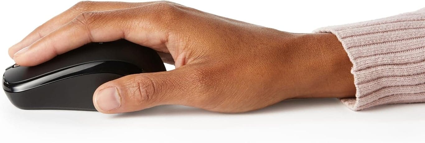 Mouse óptico inalámbrico para computadora Amazon Basics de 2.4 GHz con nano receptor USB, portátil, sin cables, seguimiento suave, compatibilidad con múltiples dispositivos, negro - imagen 2