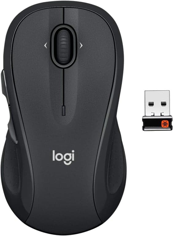 Mouse Inalámbrico Logitech M510, 2.4 GHz con Receptor Unifying USB, Seguimiento Láser de 1000 DPI, 7 Botones, 24 Meses de Duración de Batería, PC/Mac/Laptop - Grafito